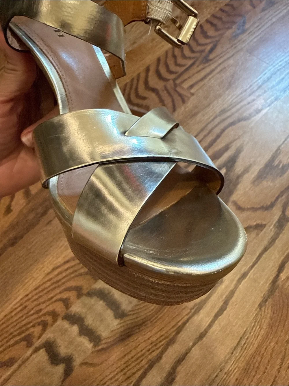 Coach Dani Mirror Metallic Gold Leather Strappy Heels Size 7